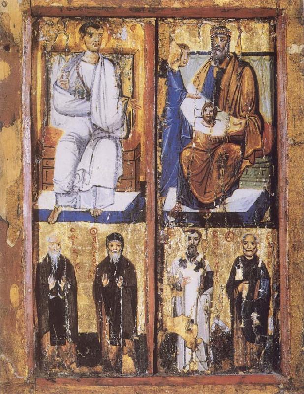 The King Abgar Receiving the Mandylion,with the Saints Paul of Thebes, unknow artist
